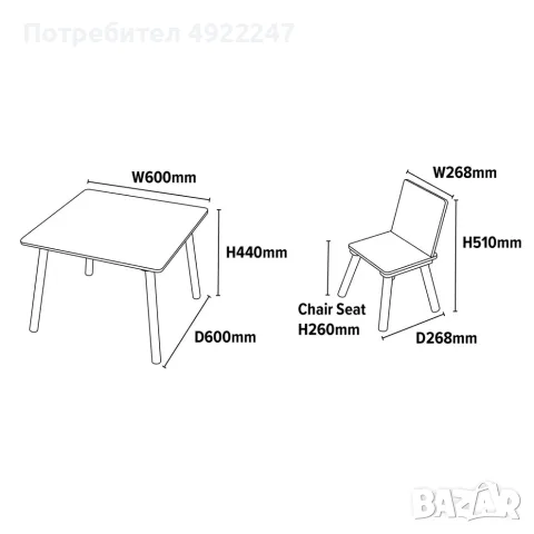 Комплект  Детска маса с дне столчета , снимка 3 - Мебели за детската стая - 55695913