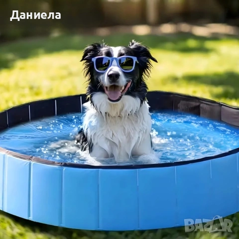 Сгъваем охлаждащ басейн за кучета 60x20 см - Здрав PVC, без надуване, за къпане, игра и разхлаждане, снимка 2 - Басейни и аксесоари - 54858120