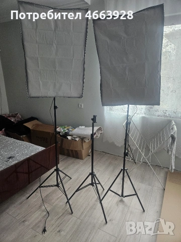 Студийно осветление 2 софтбокса + стойка