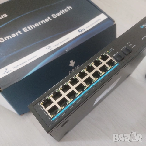 Професионален 2.5G Суич GiGaPlus GP-S25-1602 | 16 x 2.5GbE + 2 x 10G SFP+ | Fanless, снимка 6 - Суичове - 54446644
