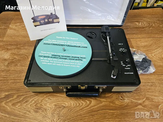 Грамофон с Bluetooth R610 (3 скорости) – Вградени стерео тонколони, Фабрична кутия, Нов куфарен грам, снимка 4 - Грамофони - 55293414