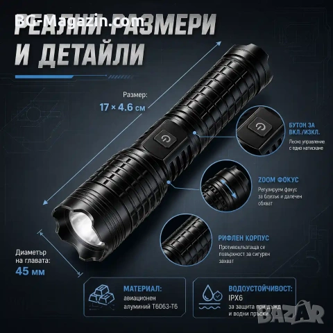 Мощен далекобоен лазерен прожектор LED фенер Power Bank USB за лов риболов къмпинг туризъм работа, снимка 5 - Къмпинг осветление - 51017266