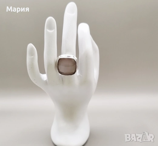 СРЕБЪРЕН ПРЪСТЕН С РОЗОВ КВАРЦ 9.75ГР