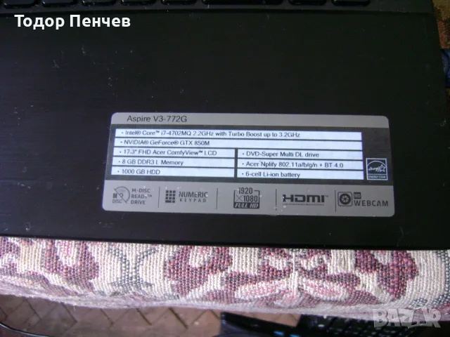 Acer spire V3 772G -  Core i7 4 gen. за части, снимка 4 - Части за лаптопи - 55326244