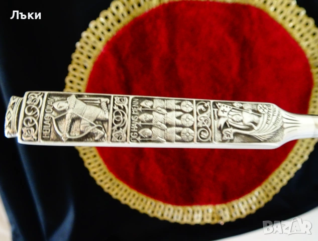 Лъжица с калаена дръжка,викинги,драконов кораб,Норвегия. , снимка 4 - Прибори за хранене, готвене и сервиране - 54358780