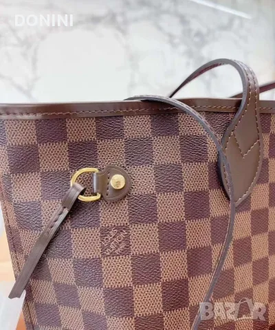 Дамска чанта Louis Vuitton Neverfull, кожа, снимка 4 - Чанти - 55464829