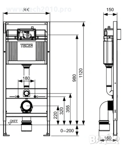TECEbase тоалетен модул с Base казанче, монтажна височина 1120 mm, снимка 2 - ВИК - 55068078