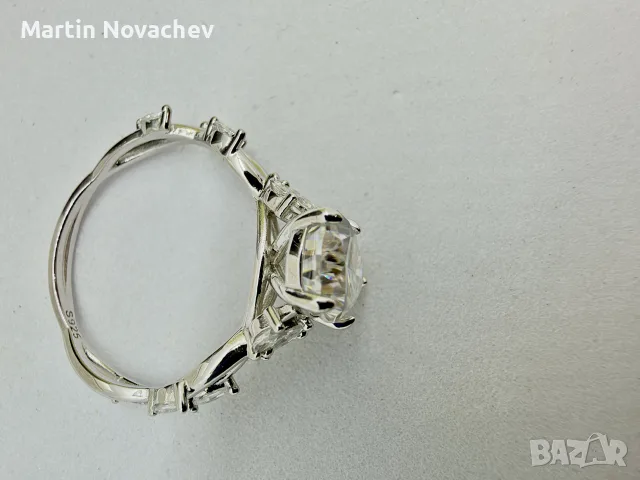 Сребърен пръстен с мойсанит (Диамант) 3 карата, снимка 8 - Пръстени - 55665830