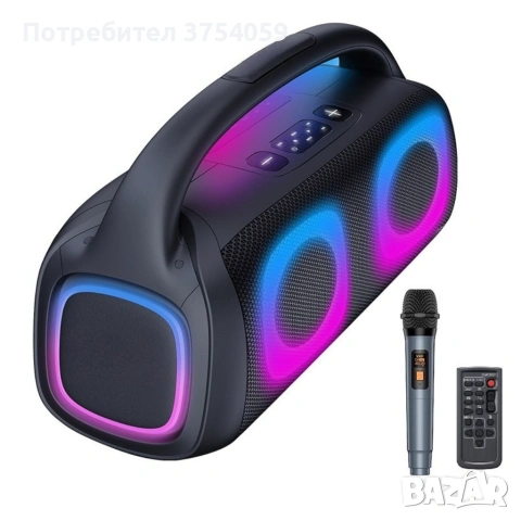 Парти тонколона 2 × 5.25" – 40 W RMS, Bluetooth, RGB LED светлини, батерия 3600 mAh, снимка 5 - Тонколони - 55196152