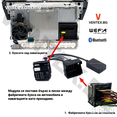 Bluetooth интерфейс с микрофон за BMW E60, E90, E70 - WEFA + Гаранция, снимка 2 - Аксесоари и консумативи - 55009086