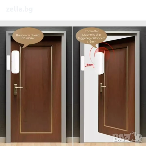 WiFi сензор за врата/прозорец Tuya 2.4GHz – Smart Home аларма, Alexa, Google Home 10315, снимка 4 - Друга електроника - 54663452