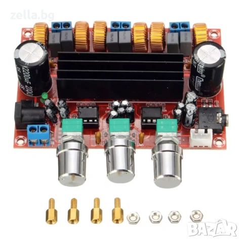 Стерео усилвател 2.1 TPA3116D2 Клас D – 2x50W + 100W субуфер, DIY Home Audio 10114, снимка 8 - Ресийвъри, усилватели, смесителни пултове - 54658326