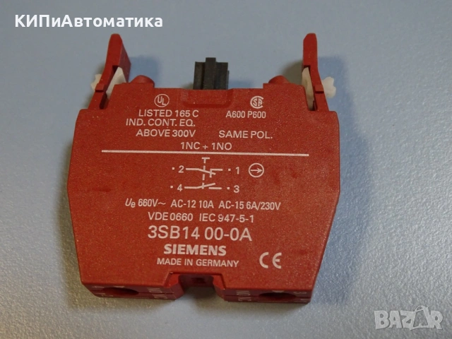 контактен блок Siemens 3SB14 00-0A contact block 10A, снимка 2 - Резервни части за машини - 54525551