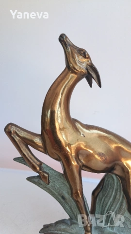 Vintage, бронзова,  френска статуетка на антилопа в стил Арт деко от 1930 г., снимка 7 - Статуетки - 54135332