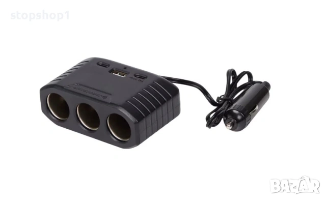Адаптер за автомобилен контакт, Dunlop, 3 порта за запалка, 12 V / 24 V, 3 USB порта, кабел 50 см, снимка 2 - Оригинални зарядни - 54256007