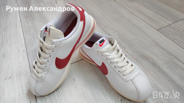 Бели кожени дамски маратонки NIKE CORTEZ размер EUR38, снимка 6 - Маратонки - 54635166
