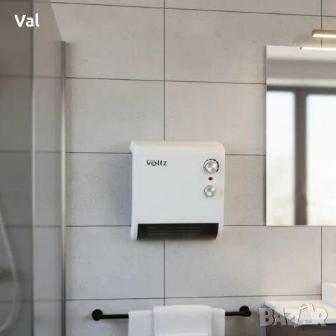 Отоплителна печка за баня Voltz OV51970J – 2000W, вентилатор, водоустойчива, снимка 2 - Отоплителни печки - 55367278