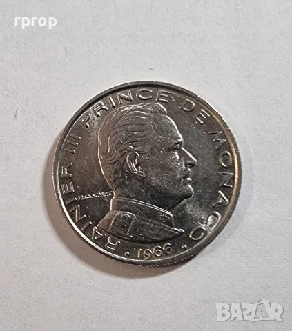 Монако. 1 франк . 1966 година. Принц Рение III., снимка 2 - Нумизматика и бонистика - 48636989