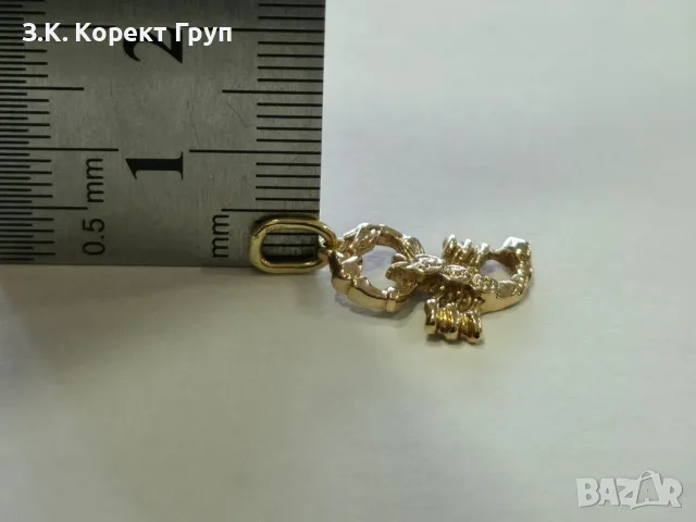 Златна висулка Скорпион 14К / 1,65 гр. , снимка 6 - Колиета, медальони, синджири - 55516913