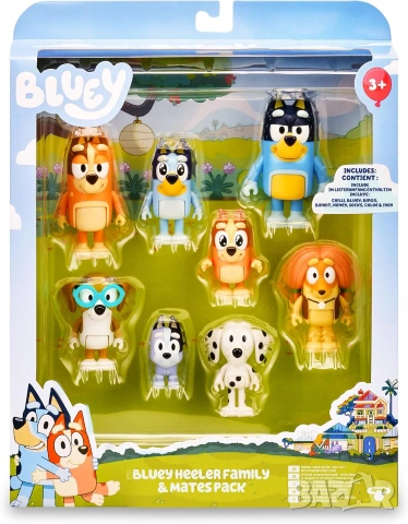 Детски комплект Блуи с мини играчки Famosa Bluey Pack 8 Figuras Bluey Heeler Family & Mates Pa
