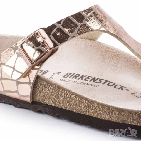 Дамски Сандали от Естествен Велур, Birkenstock Gizeh Gator Gleam Copper 1016050 Анатомични, Джапанки, снимка 3 - Сандали - 54511567