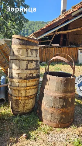 Стари бъчви, маси, каци, стан, делви, дървени корита, сандък, саксии, кошница, шишета, снимка 2 - Антикварни и старинни предмети - 55679284