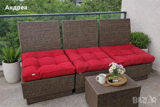 Градински ратанови фотьойли (3 бр.) с възглавници