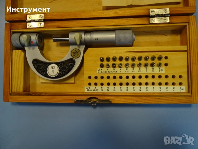 Резбомерен микрометър DDR Suhl Thread Мicrometer 0-25mm, снимка 2 - Други инструменти - 54916153