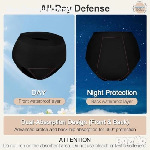 Ново Дамско менструално бельо с висока талия и защита от протичане 2 броя БЕЖОВИ бикини, снимка 5 - Други - 54227410