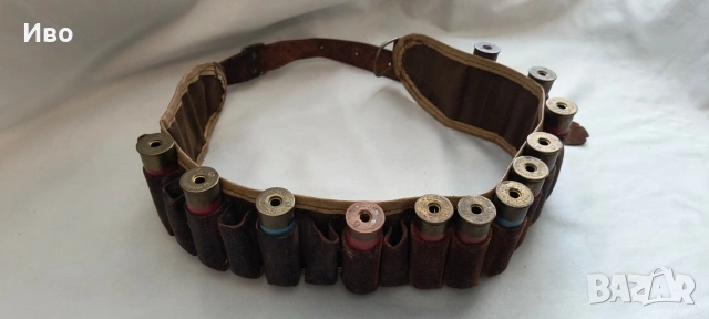 Стар патрондаш от естествена кожа 12кал.