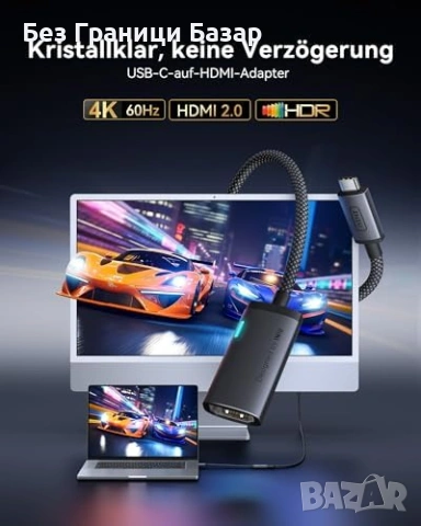 Нов INIU 4K 60Hz USB-C HDMI адаптер за лаптоп телефон таблет MacBook iPhone Samsung, снимка 2 - Друга електроника - 54046718