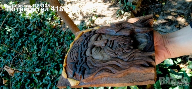 Икона Исус Христос - ръчна дърворезба, снимка 3 - Икони - 54687365