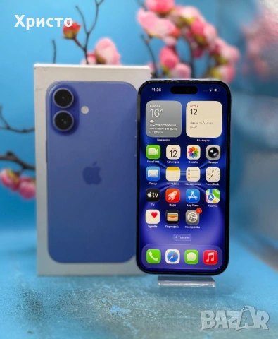 ПЕРФЕКТЕН!!! Apple iPhone 16, 128 GB, Ultramarine  , снимка 2 - Apple iPhone - 54880821