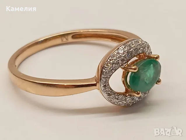 Руско злато. Пръстен с брилианти. , снимка 2 - Пръстени - 55525817