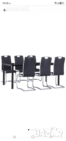 чисто нови от Германия Трапезен Комплект XL Изкуствена кожа, Черен, 180 х 90 х 75 см, 7 бр, снимка 6 - Столове - 55424562