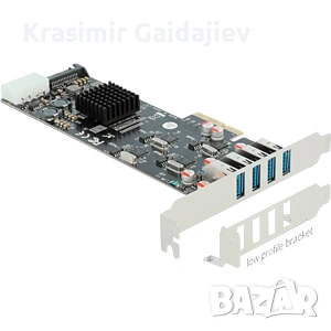 Delock PCI Express x4 карта към 4 x външни SuperSpeed ​​​​USB (USB 3.2 Gen 1) USB Type-A женски, чет