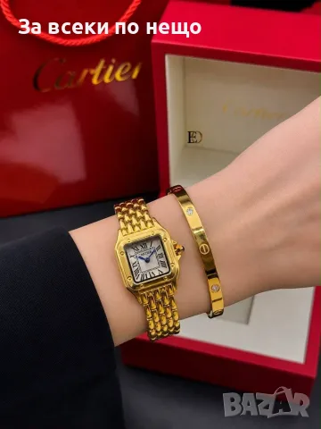 Cartier Дамски Подаръчен Комплект Картие Часовник И Гривна - Различни Цветове Код SK1905, снимка 3 - Подаръци за жени - 55336970