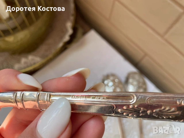 Красиви посребрени прибори за сервиране, 3 бр с маркировки, снимка 8 - Антикварни и старинни предмети - 54373851