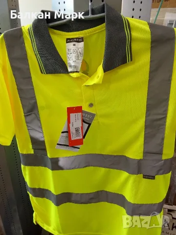 Нови сигнални тениски с яка Portwest Hi-Vis S477 – Размери M и XL (Внос от Германия)