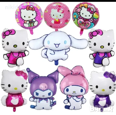 10 вида Hello Kitty Кити Melody Kuromi Cinnamoroll Sanrio балон фолио фолиев хелий или въздух парти, снимка 2 - Други - 55335785