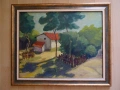 Авторска картина "Селски пейзаж" масло платно 1980 г, снимка 2
