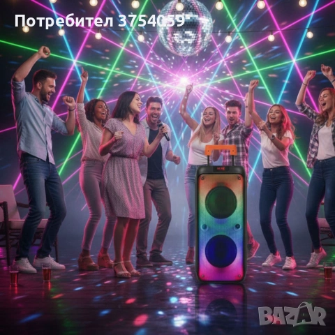 Преносима тонколона с микрофон и дистанционно управление, 40W мощност, Bluetooth, USB/SD и LED , снимка 3 - Тонколони - 55196181