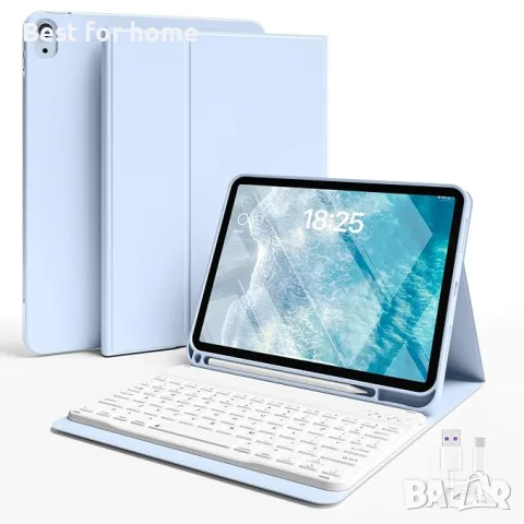 GKABXY Калъф с клавиатура за iPad (A16) 11-то поколение 2025 и iPad 10-то поколение 2022 със стойка