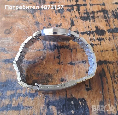 часовник Q&Q позлатен и сребрист кварцов с каишка неръждаема стомана антикварен, снимка 7 - Мъжки - 55579209