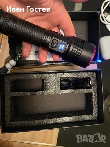 Мощен професионален UV фенер WindFire 30W (365nm) – Акумулаторен, с LCD дисплей