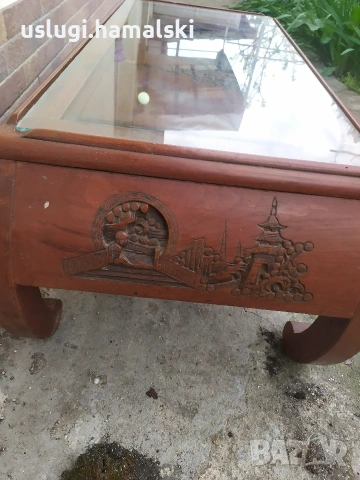 Старинна азиатска маса с дърворезба, снимка 6 - Антикварни и старинни предмети - 54125790