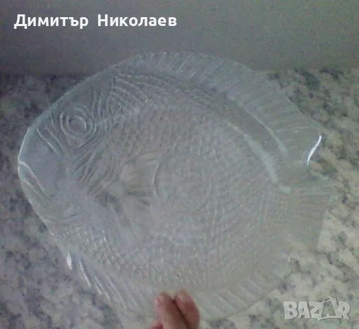 Стъклено плато форма на риба ,ордьоври , снимка 2 - Прибори за хранене, готвене и сервиране - 37970903