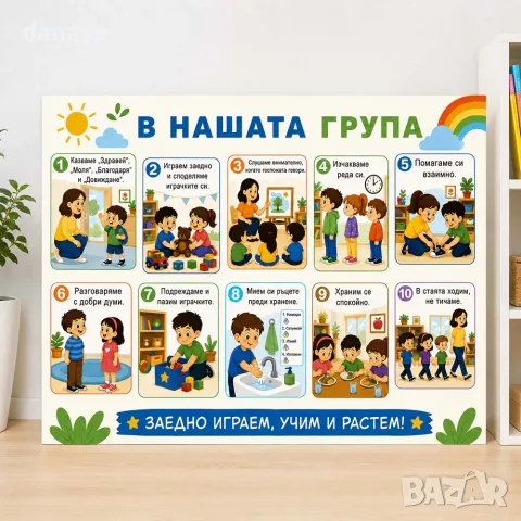 7029 Табло Правила в нашата група, ламинирано А3 формат, снимка 3 - Ученически пособия, канцеларски материали - 55650833