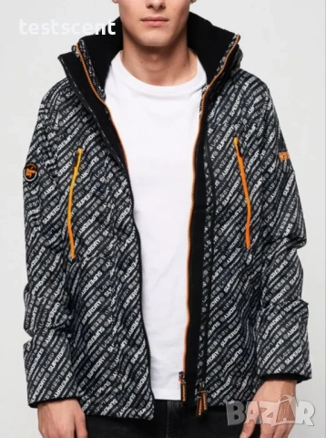 Оригинално яке с качулка Superdry Wind Attacker Jacket 2XL Black/Orange - Оригинално яке с качулка
