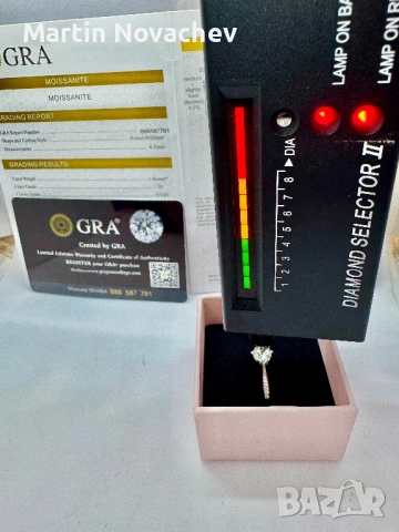 Сребърен пръстен с мойсанит (Диамант) 1 карат, снимка 11 - Пръстени - 53991553